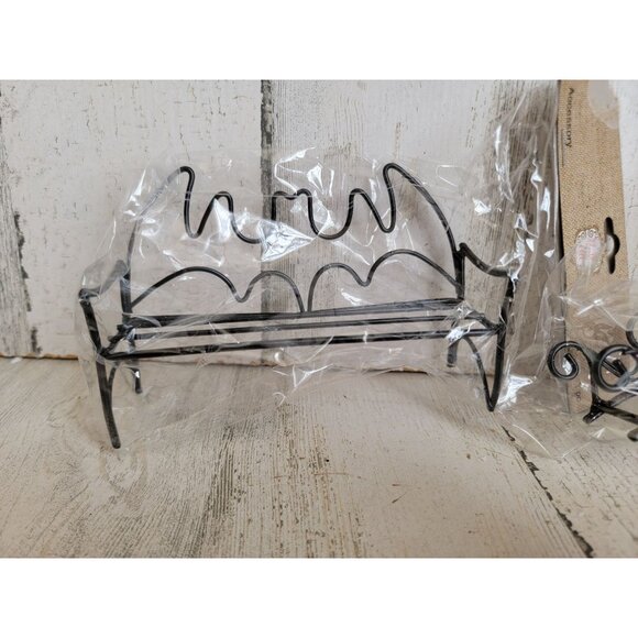 Halloween metal bat bench spider bridge village accessory set unique - Picture 2 of 7